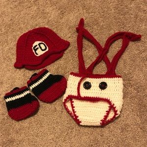 Super Cute Baby Newborn Crochet firefighter outfit